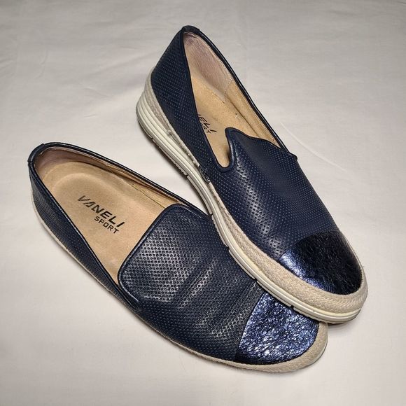 Navy Leather VANELi Qalila Slip-on  Sneakers Espadrilles - Picture 2 of 8